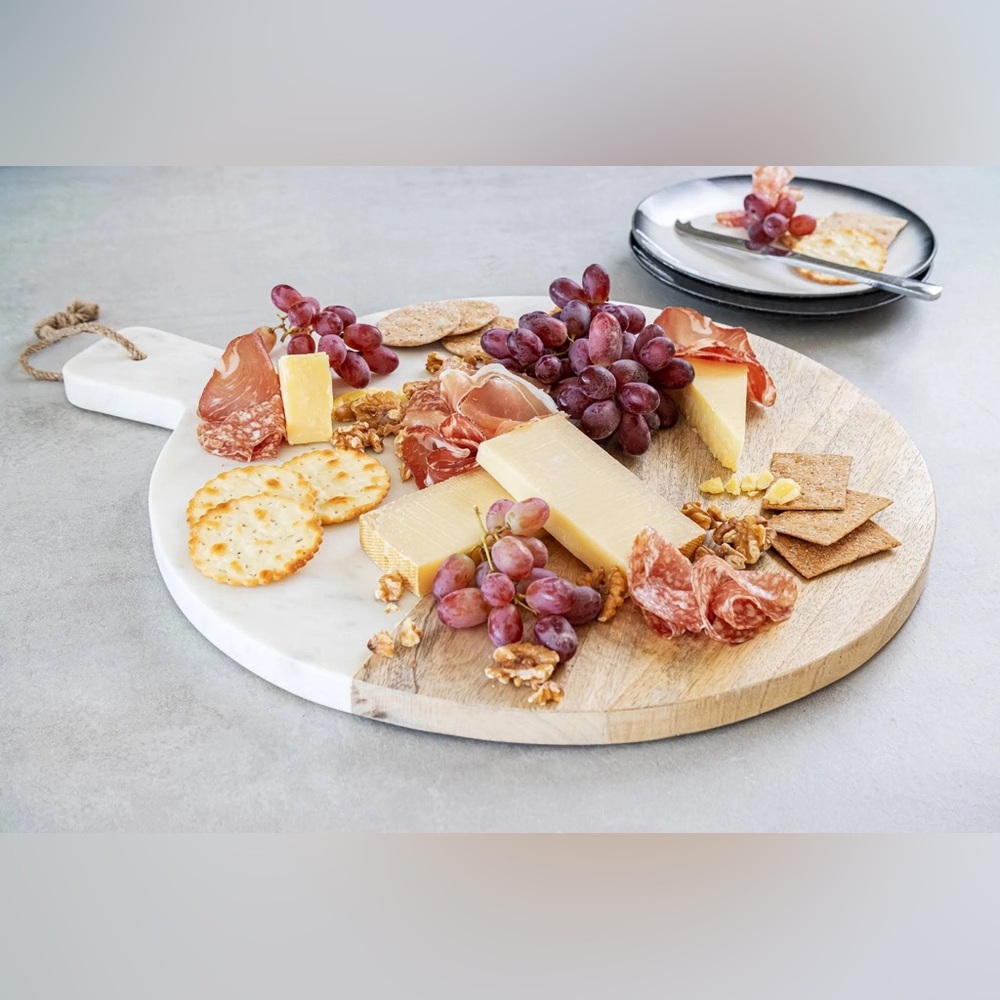 MASTERCLASS Marble & Wood Round Serving Board